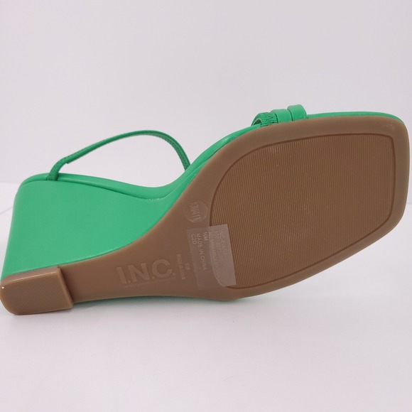 I.N.C INC Eiana Strappy Ankle Wedge Sandals Green Womens 10 M Flat Toe Ring NEW - Picture 16 of 16